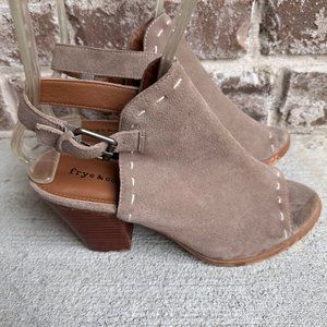 Frye Co Suede Donna Slingback Sandals Sz 9M Ash Suede Leather Heels Peep…